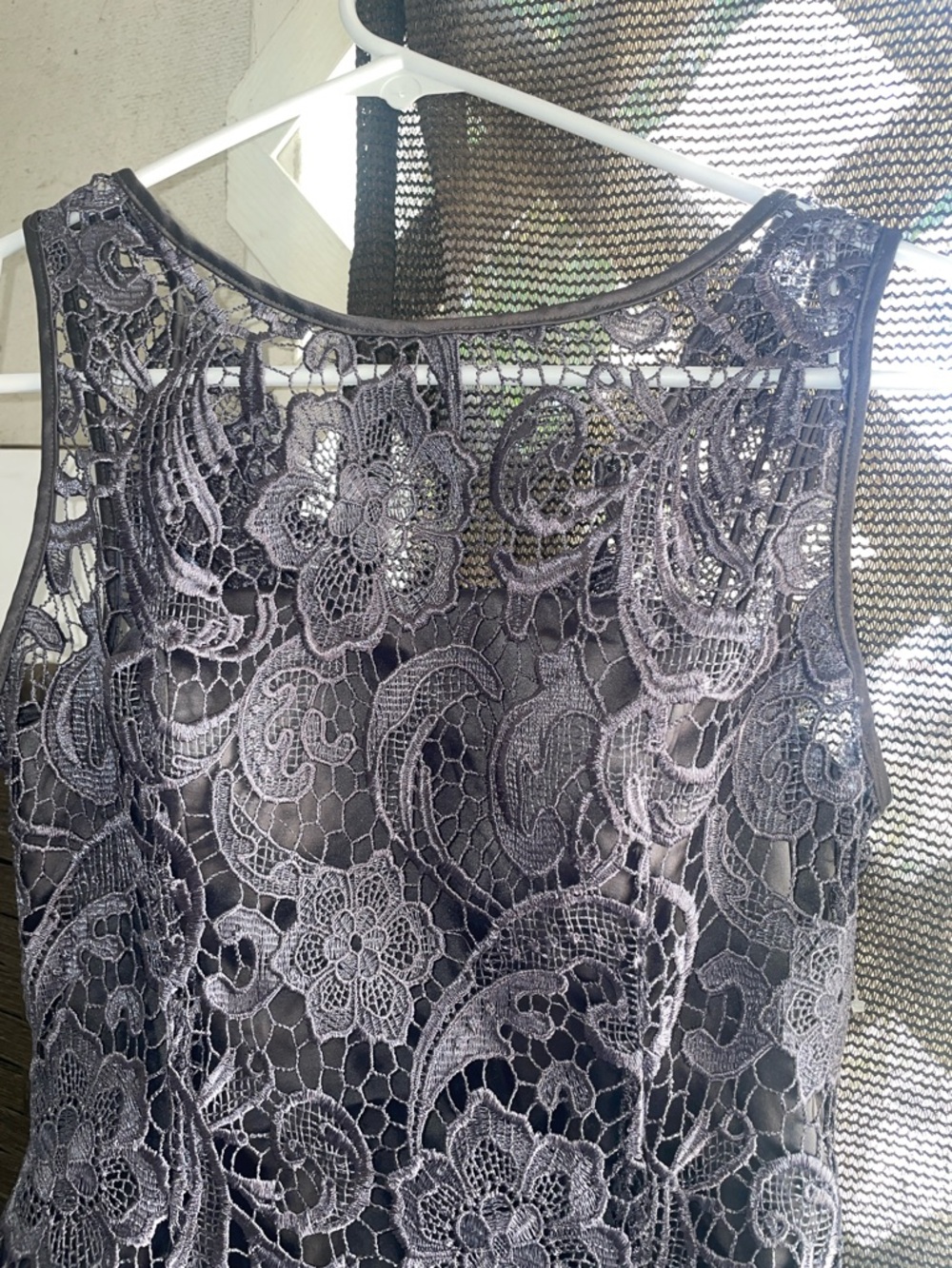 Adrianna Papell Lace Overlay Cocktail Dress - Charcoal